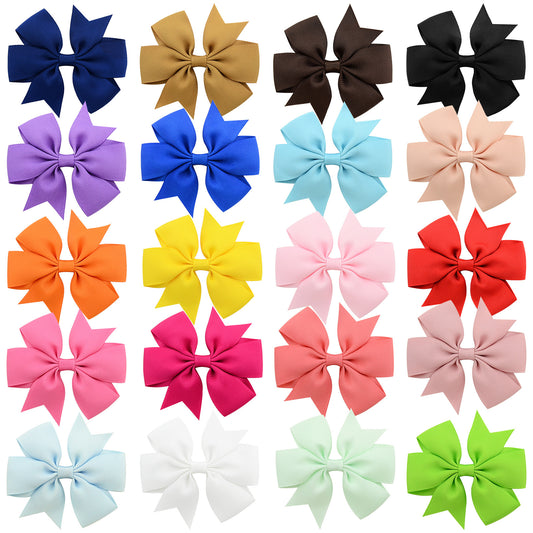 (Link 3)3 Inch Medium Size Craft Bows Grosgrain Ribbon Bows Pinwheel Style, Hair Bow Clips for Toddlers/Kids