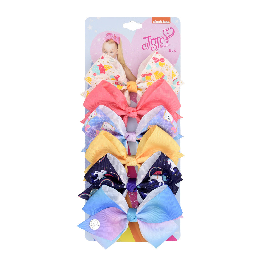(Link 2)Big Bows for Girls 5 inches - Grosgrain Ribbon Big Bows Clips - Hair Barrettes Accessories for Children - Hair bows clips for Baby Girls Kids Teens