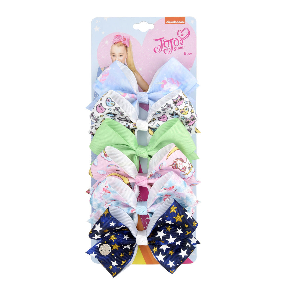 (Link 2)Big Bows for Girls 5 inches - Grosgrain Ribbon Big Bows Clips - Hair Barrettes Accessories for Children - Hair bows clips for Baby Girls Kids Teens