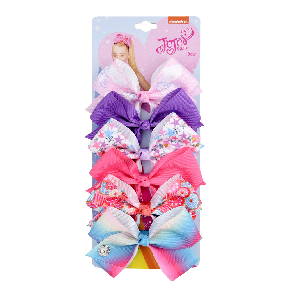 (Link 2)Big Bows for Girls 5 inches - Grosgrain Ribbon Big Bows Clips - Hair Barrettes Accessories for Children - Hair bows clips for Baby Girls Kids Teens