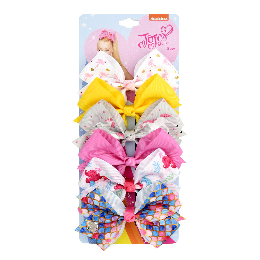 (Link 2)Big Bows for Girls 5 inches - Grosgrain Ribbon Big Bows Clips - Hair Barrettes Accessories for Children - Hair bows clips for Baby Girls Kids Teens